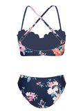 Navy Floral Cutout Bikini