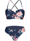 Navy Floral Cutout Bikini