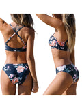 Navy Floral Cutout Bikini