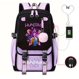 2025 KPop Movie Print School Backpack with USB Port – Laptop Bag for Girls & Boys