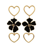 Big Flower Heart Long Chain Earrings