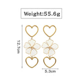 Big Flower Heart Long Chain Earrings