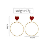Red Love Oversized Woman Circle Earrings