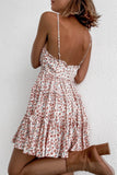 Frilly Ditsy Floral Spaghetti Strap Fit And Flare Mini Summer Sundresses