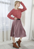 Velvet Maxi Long Pleated High Waisted Skirt