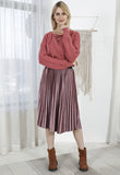Velvet Maxi Long Pleated High Waisted Skirt