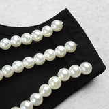 Chic Pearl Strap Backless Bandage Little Black Mini Dress