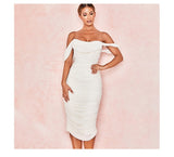 Off Shoulder Ruched Bodycon Cocktail Party Dress