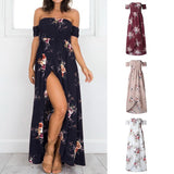 Elastic Strapless Floral Print Women Boho Long Dress