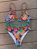 Patchwork Leopard Print High Waist Bikini