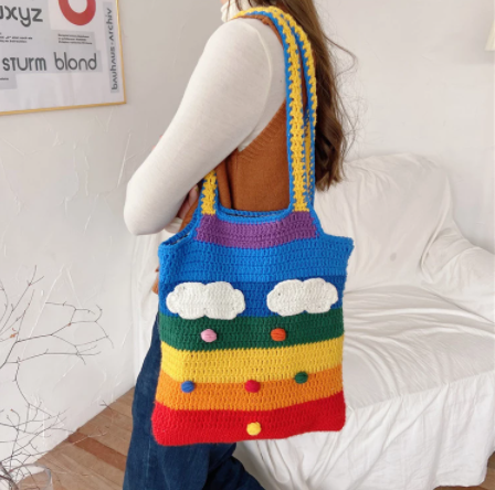 Rainbow Crochet Shoulder Bag