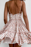 Frilly Ditsy Floral Spaghetti Strap Fit And Flare Mini Summer Sundresses