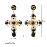 Vintage Crystal Cross Drop Earrings