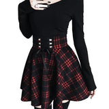 Corset Waist Tartan Skater Skirt