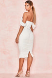 Off Shoulder Ruched Bodycon Cocktail Party Dress