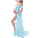 Maternity Strapless Photoshoot Dress Half Sleeves Maternity Photoshoot Gowns