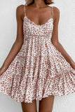 Frilly Ditsy Floral Spaghetti Strap Fit And Flare Mini Summer Sundresses