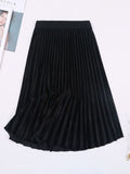 Velvet Maxi Long Pleated High Waisted Skirt