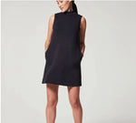 Round Neck Pockets Tailored Mini Dress