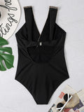 Swimsuit V Neck Gold Detail