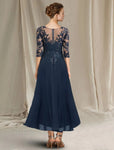 A-line V-Neck Lace Chiffon Mother of the Bride Dress With Sequins