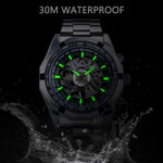 Stainless Steel Waterproof Mens Skeleton Watch