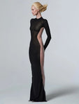 Black Sheer Mesh Tube Bodycon Dress