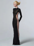 Black Sheer Mesh Tube Bodycon Dress