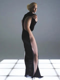 Black Sheer Mesh Tube Bodycon Dress