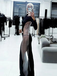 Black Sheer Mesh Tube Bodycon Dress