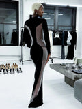 Black Sheer Mesh Tube Bodycon Dress