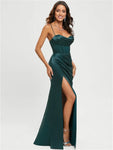 Sheath/Column Sweetheart Floor-Length Satin Prom Dress