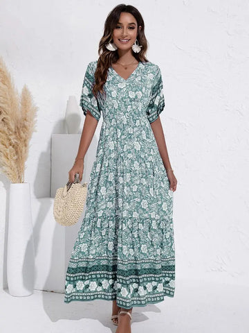 Bohemian V-Nck Maxi Dress