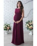 Elegant Long Maternity Photo Shoot Maxi Dress With Lace