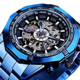 Stainless Steel Waterproof Mens Skeleton Watch