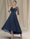 A-line V-Neck Lace Chiffon Mother of the Bride Dress With Sequins