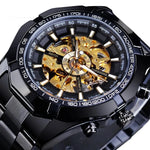 Stainless Steel Waterproof Mens Skeleton Watch