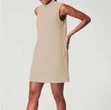 Round Neck Pockets Tailored Mini Dress