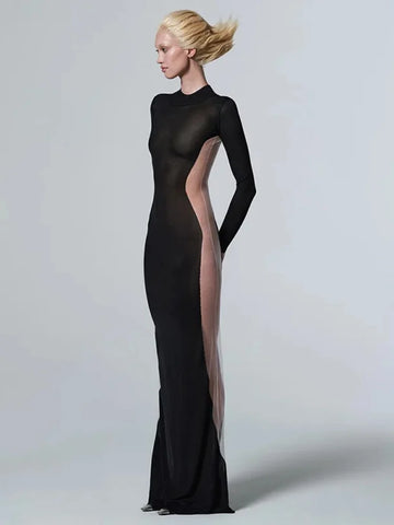 Black Sheer Mesh Tube Bodycon Dress