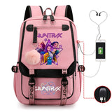 2025 KPop Movie Print School Backpack with USB Port – Laptop Bag for Girls & Boys
