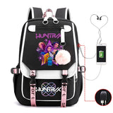 2025 KPop Movie Print School Backpack with USB Port – Laptop Bag for Girls & Boys