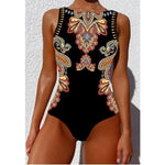 Boho High Neck One Piece Swimsuit