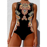 Boho High Neck One Piece Swimsuit