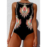 Boho High Neck One Piece Swimsuit