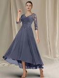 A-line V-Neck Lace Chiffon Mother of the Bride Dress With Sequins