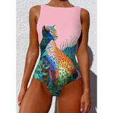 Boho High Neck One Piece Swimsuit