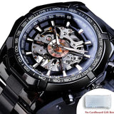 Stainless Steel Waterproof Mens Skeleton Watch