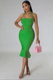 Halter Sleeveless Bodycon Ruffles Mermaid Party Dress