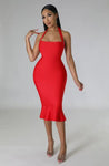 Halter Sleeveless Bodycon Ruffles Mermaid Party Dress