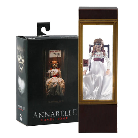 Annabelle Haunted Doll Figure with Display Case – Spooky Superstition Collectible Toy